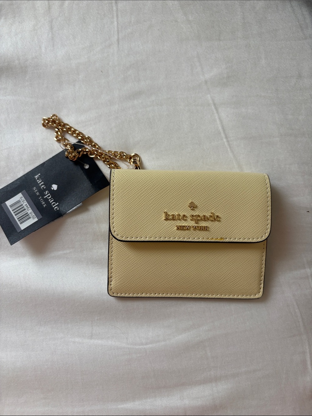 kate spade pale yellow Mini Chain Crossbody Wallet